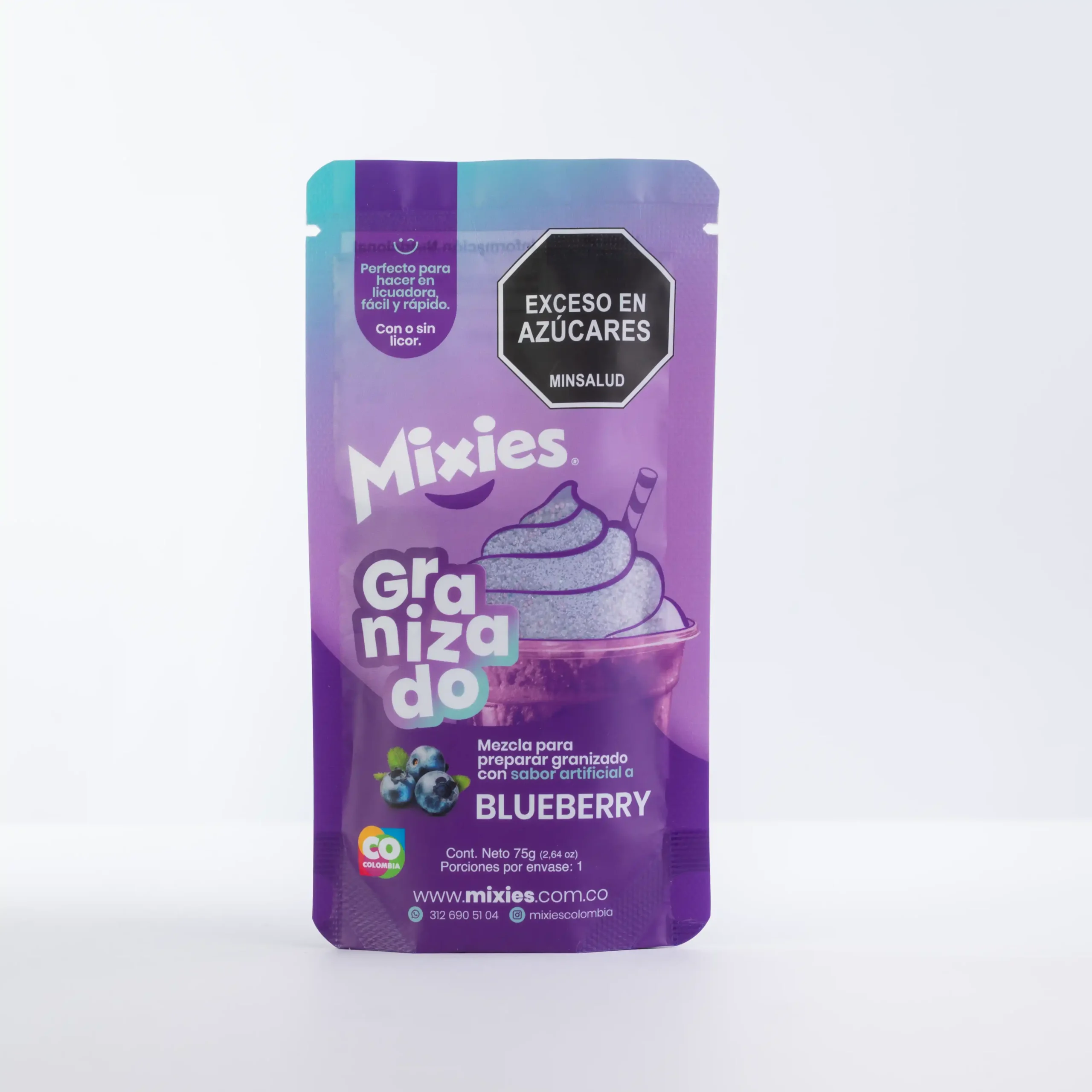 Mezcla para preparar granizado con sabor a Blueberry 75g