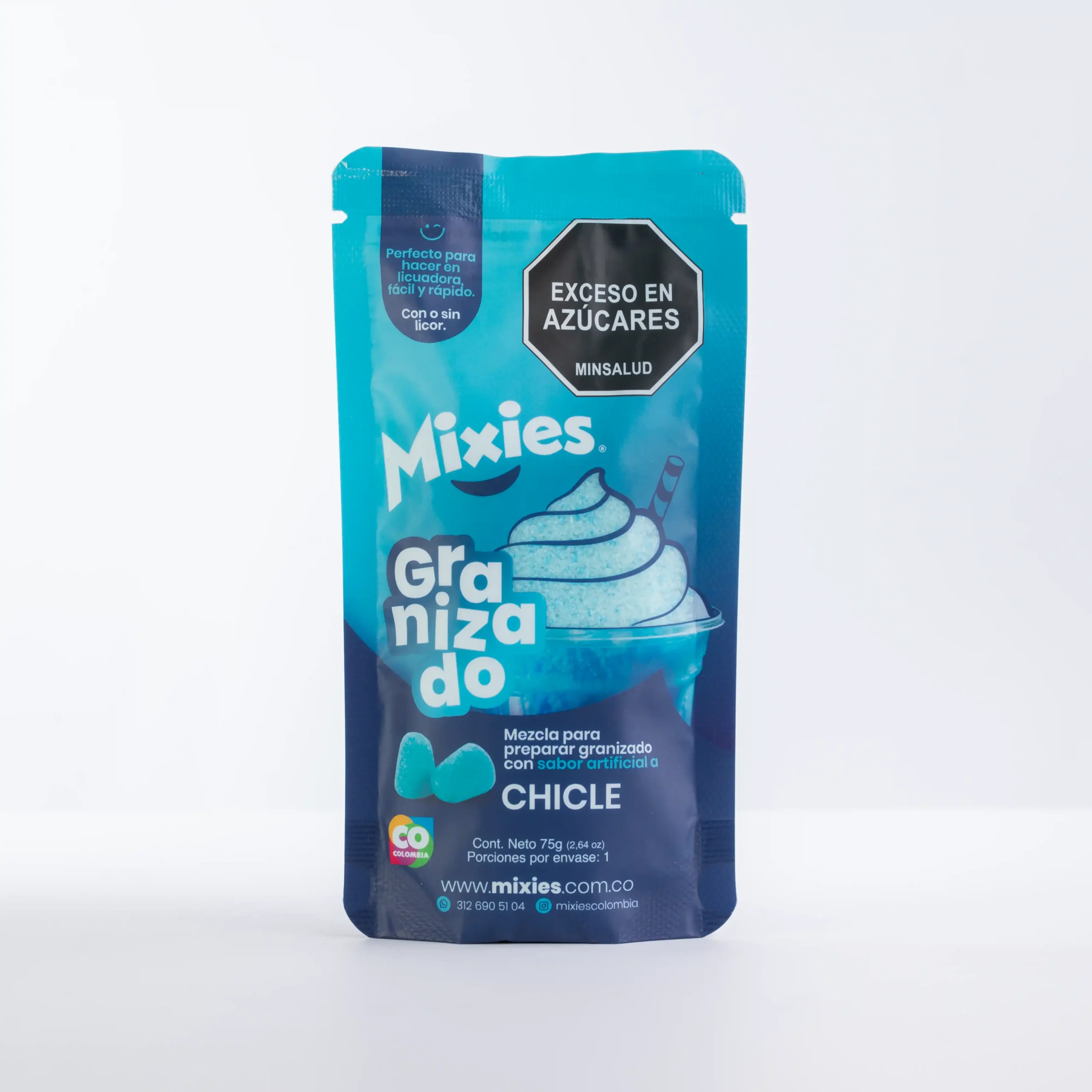 Mezcla para preparar granizado con sabor a chicle 75g