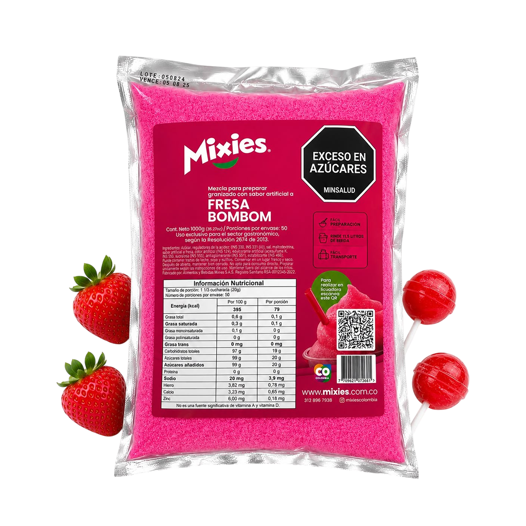 Base para granizado sabor a Fresa Bombón